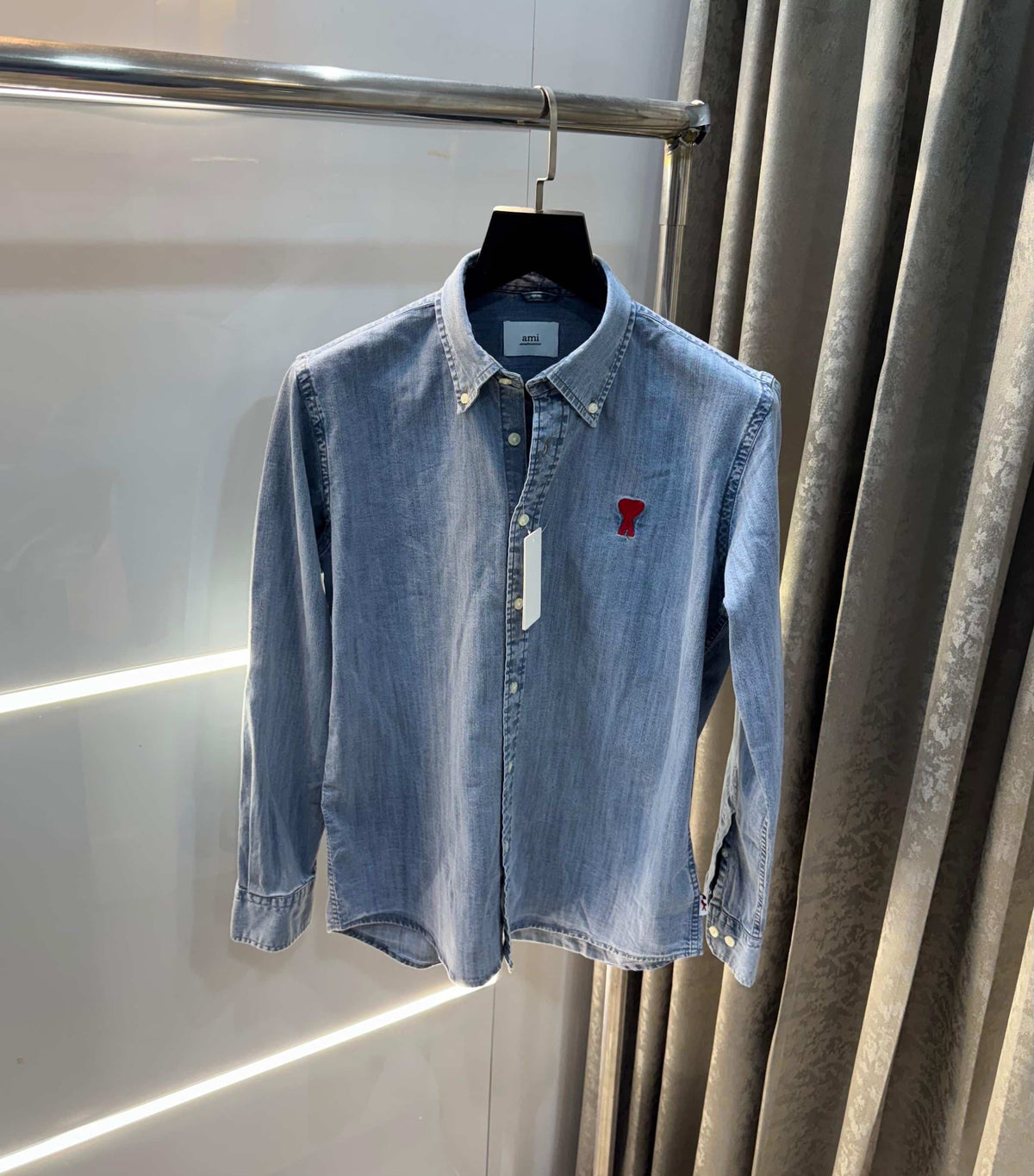 Ami Paris sky blue Embroidery Logo Premium Shirt