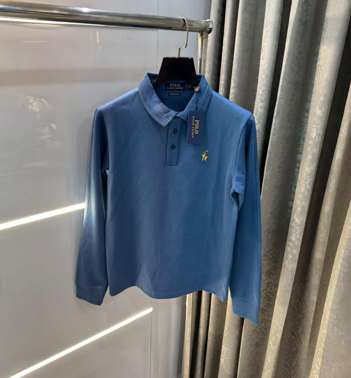 Ralp h lauren Blue Embroidery Logo Premium Full Sleeve Polo T-Shirt