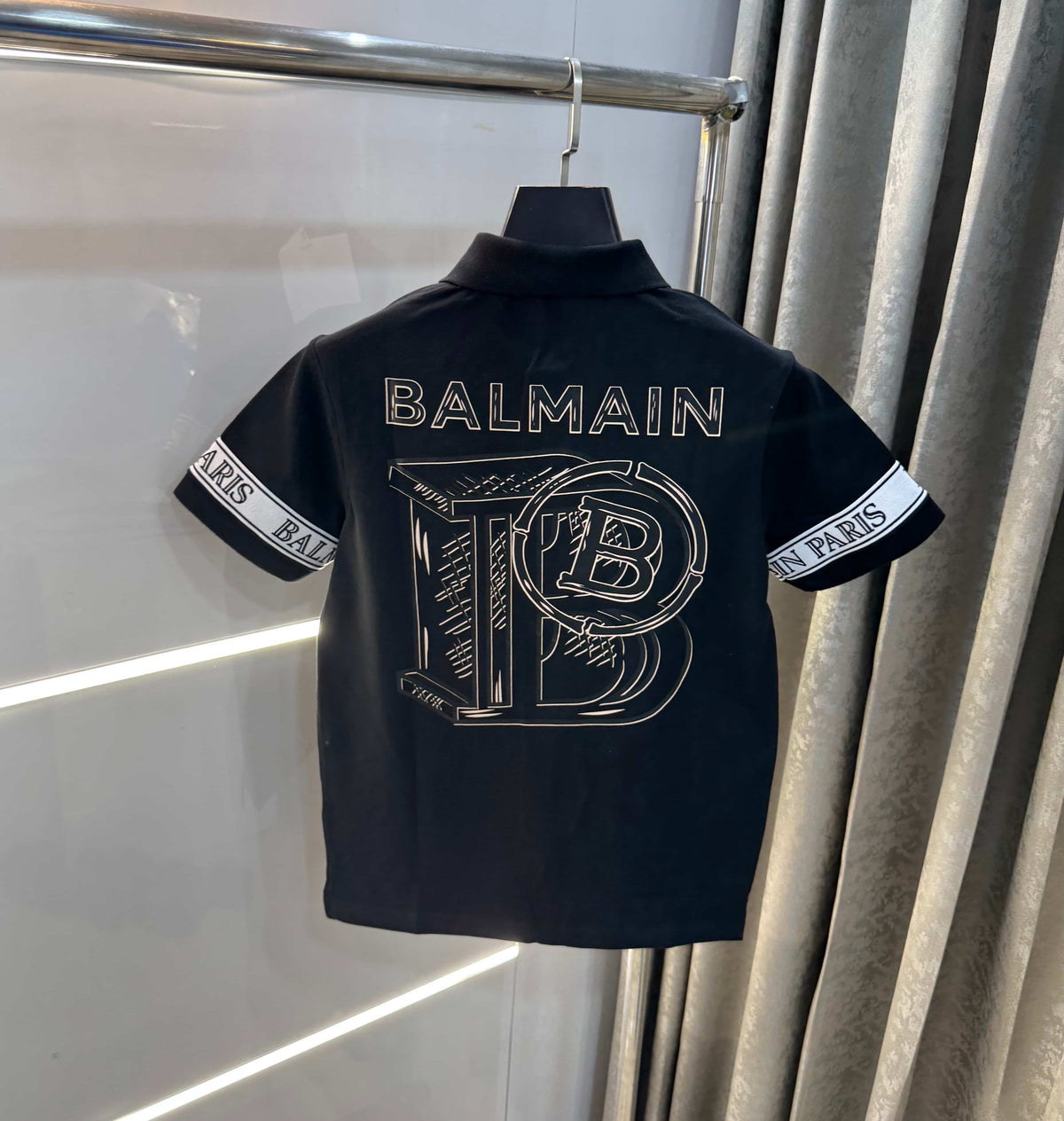 Balmai n Paris Black Shoulder Patch Imported Polo T-Shirt