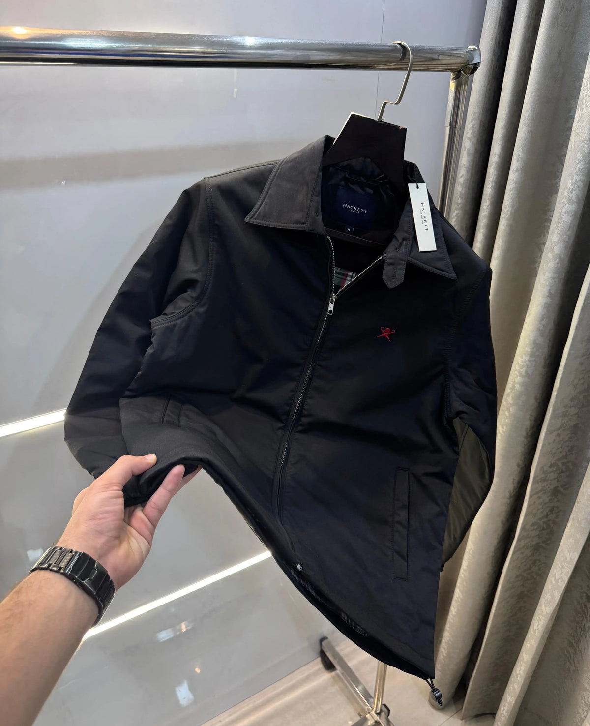 Hacket London Black Premium Heavy bombbar Jacket