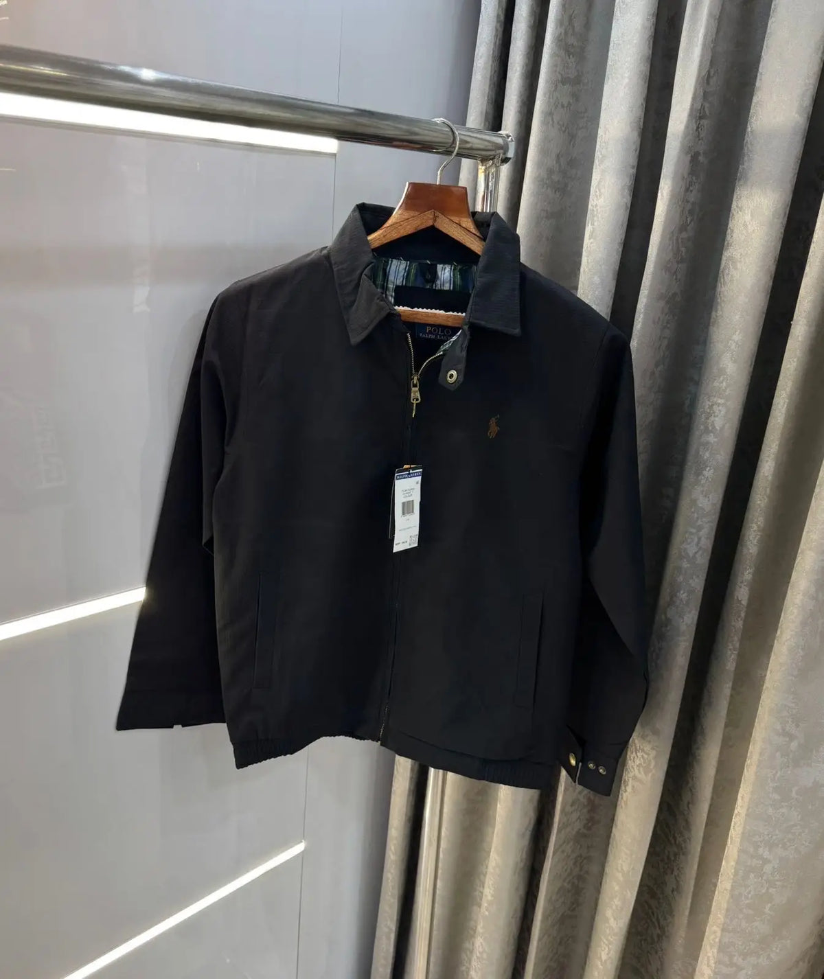Ralp h Lauren Black Embroidery Logo Premium Bomber Jacket
