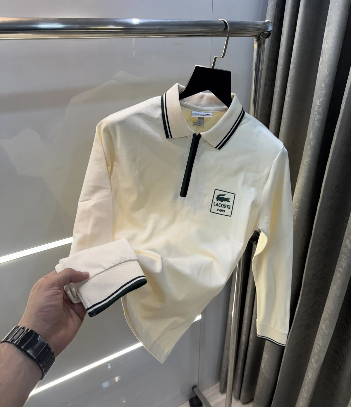 Lacost e cream Premium Classic Full Sleeves Polo T-Shirt