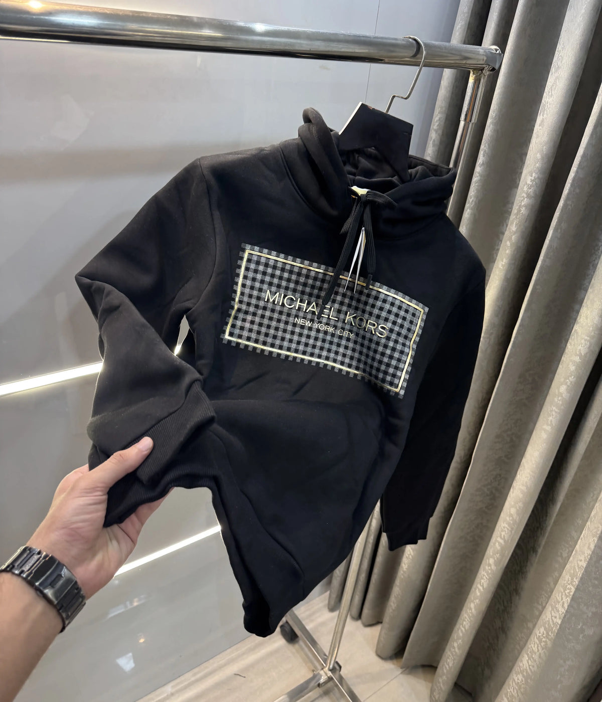 Michael Kors Black Logo Print Imported Hoodie