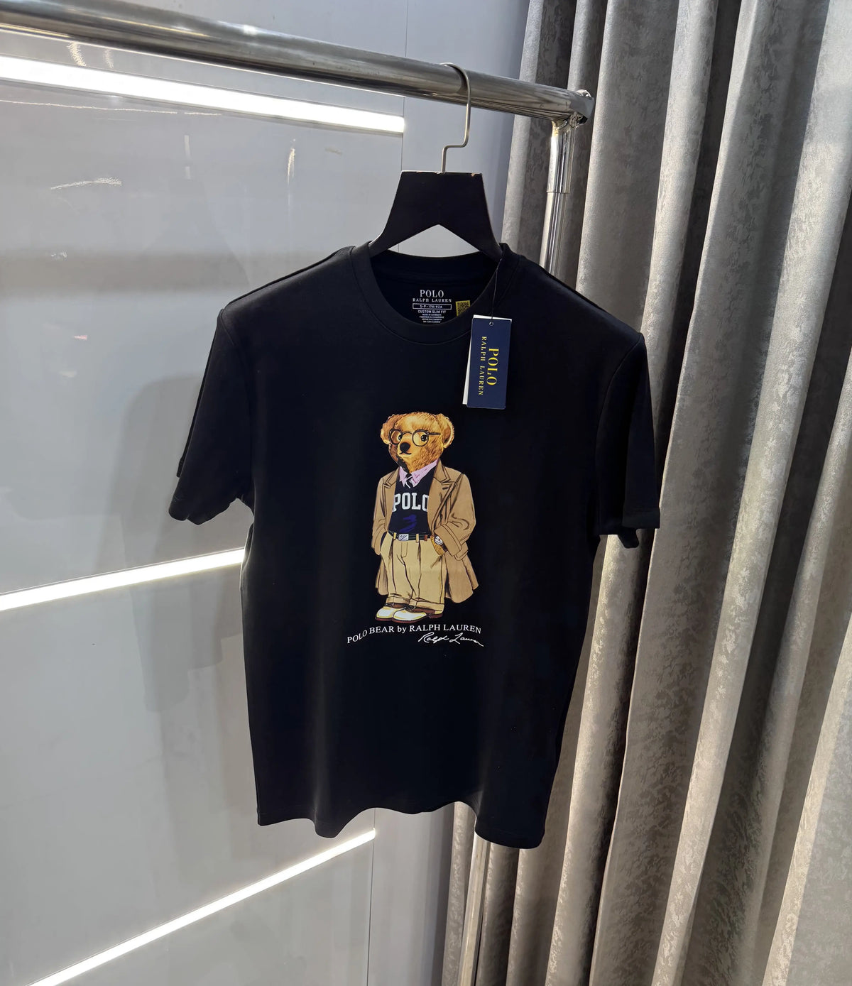 Ralp.h Laure n Black Teddy Logo Premium T-Shirt