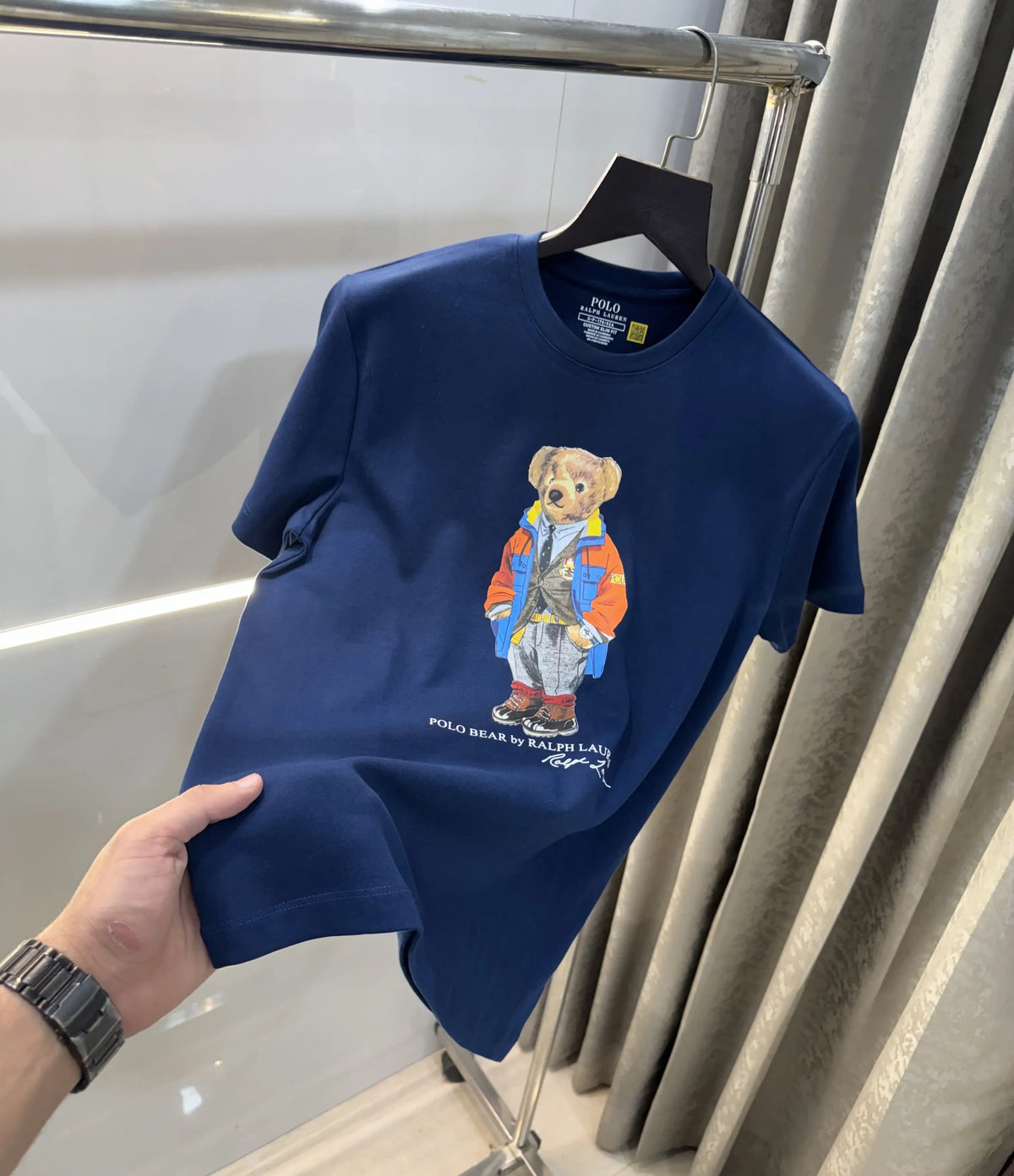Ralp.h Laure n Navy Blue Teddy Logo Premium T-Shirt