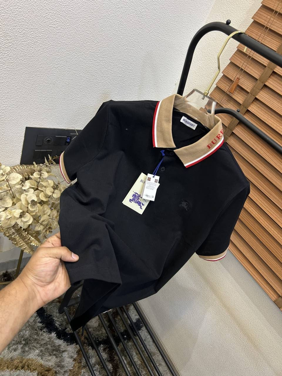 Burberr_y Signature Collor Imported Classic Polo T-shirt (DN 618)