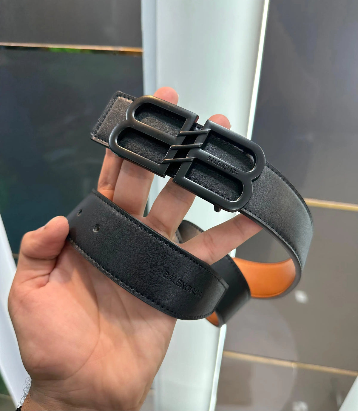 Balenciag a Black Reversible Premium Imported Belt