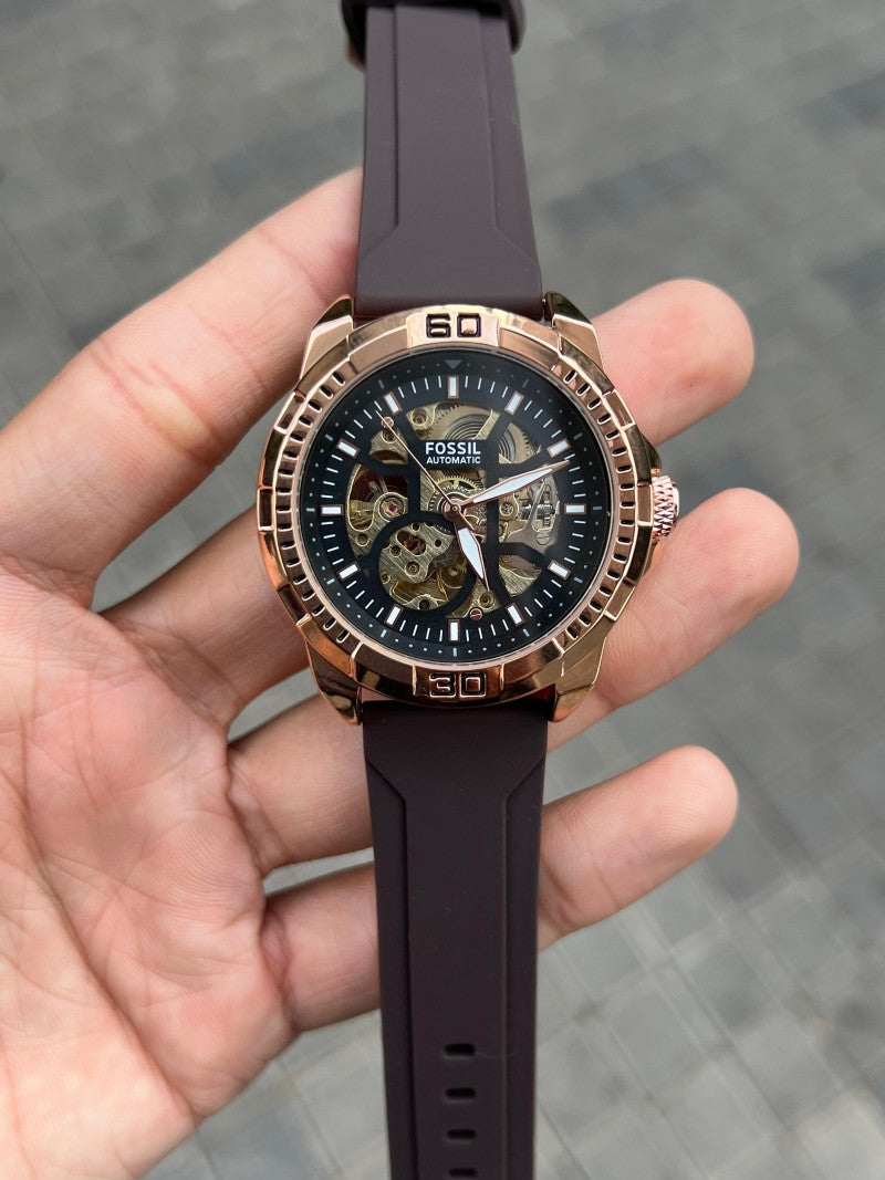 Fossi l Bronson Automatic Brown Silicon