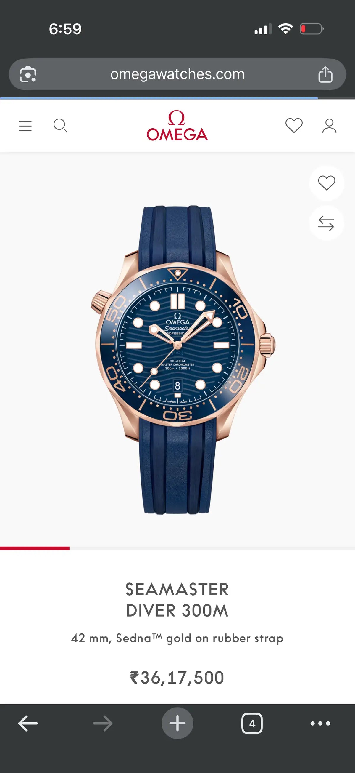 Omeg_a seamaster Diver 300m automatic Blue-Copper -Blue