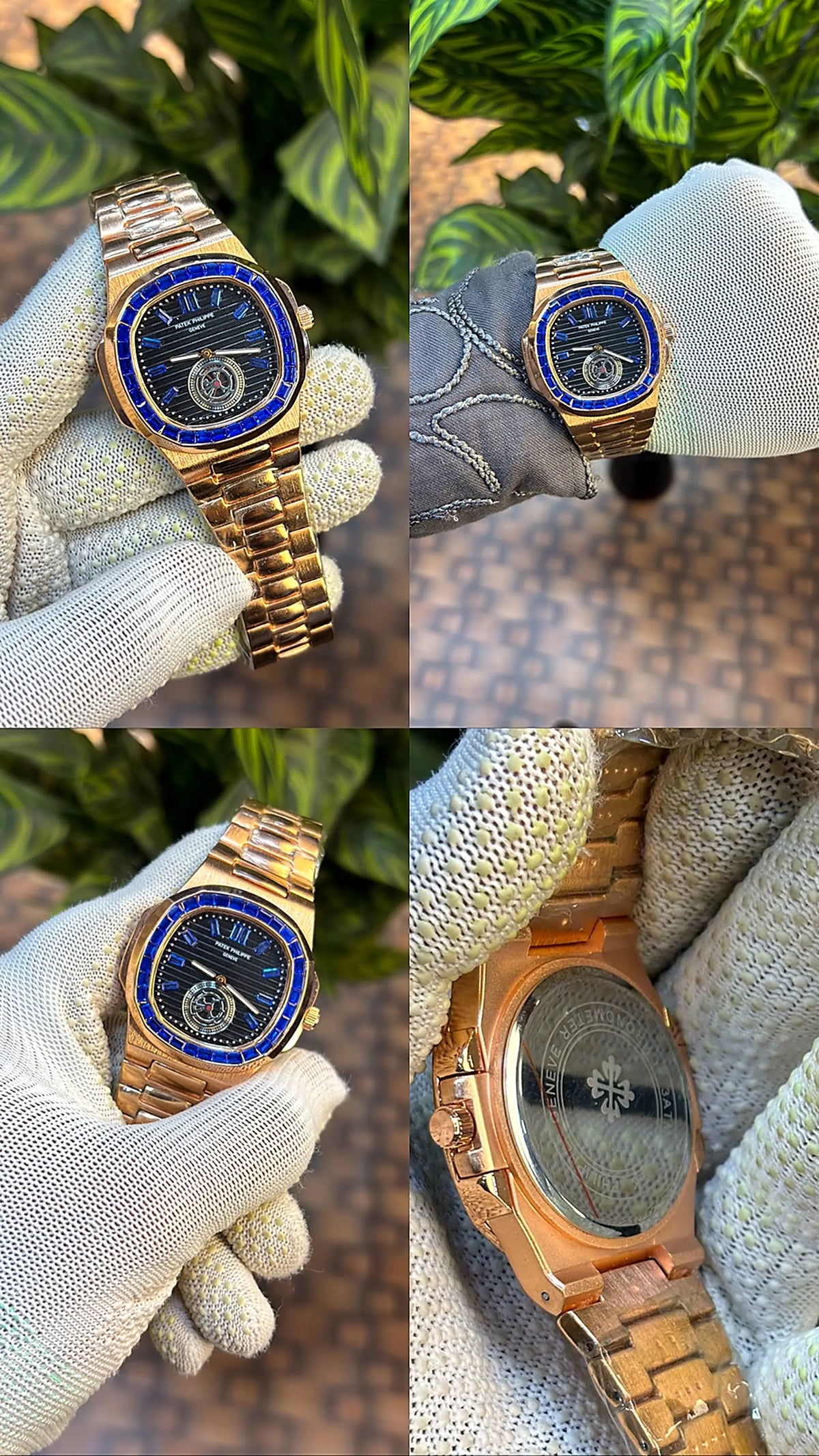Patek Philippe Nautilus baguette diamond-set bezel.