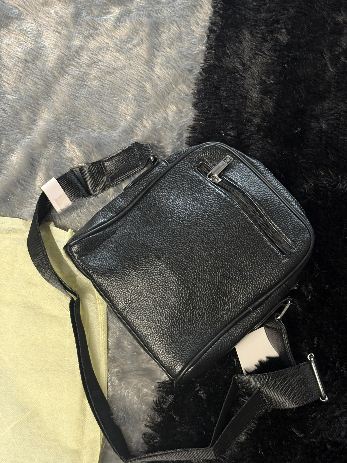 Fendi Bag "Monster Eyes" Black Leather Crossbody Messenger Bag