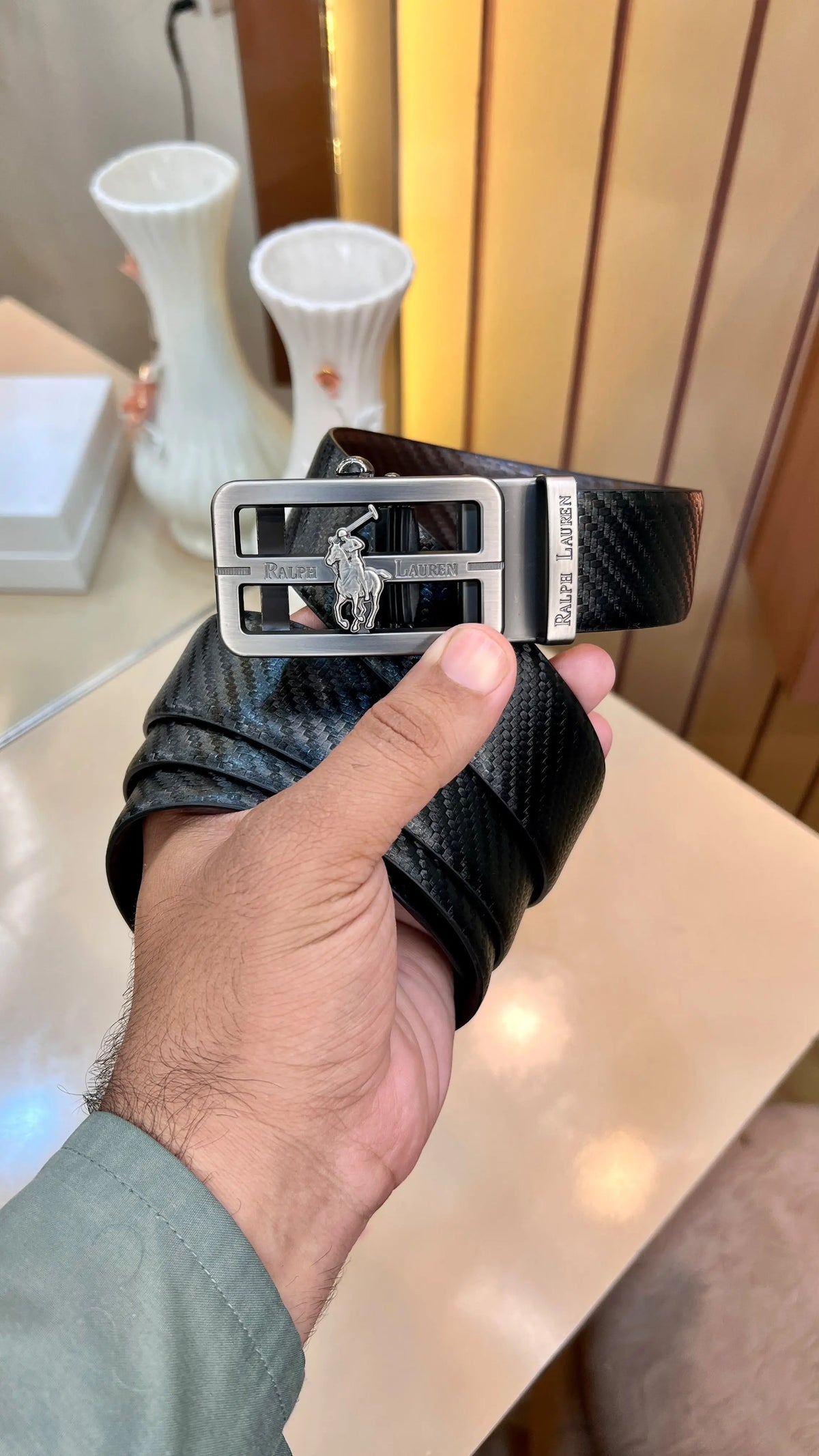 US POLO RALPH LAUREN PREMIUM QUALITY IMP AUTOLOCK REVERSEABLE BELT WITH BOX
