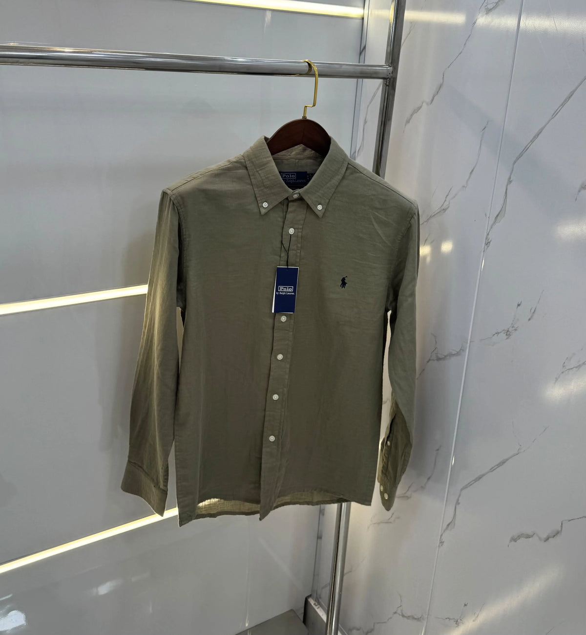 Ralp h Lauren Olive Premium linen Shirt
