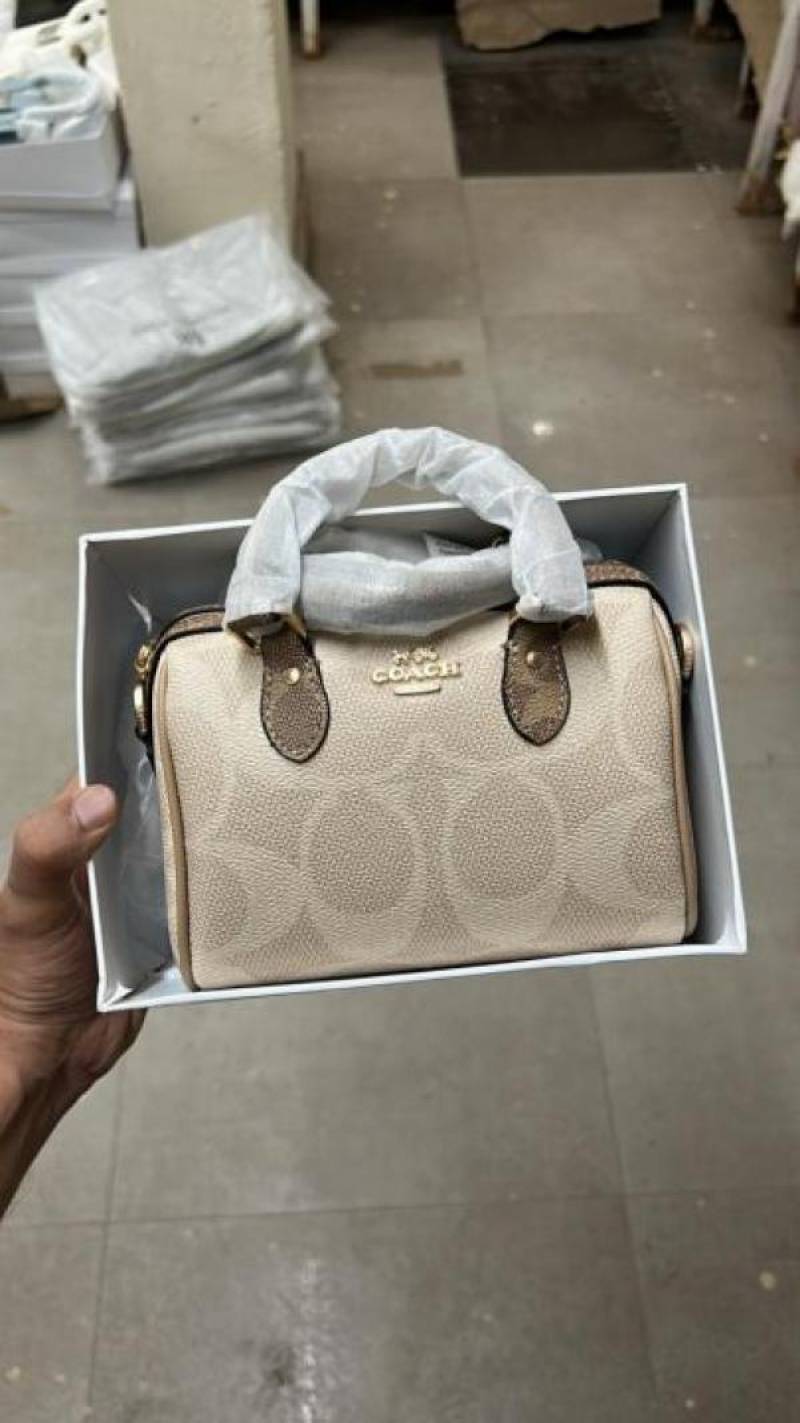 Coac mini Rowan satchel bag in blocked signature with box 874