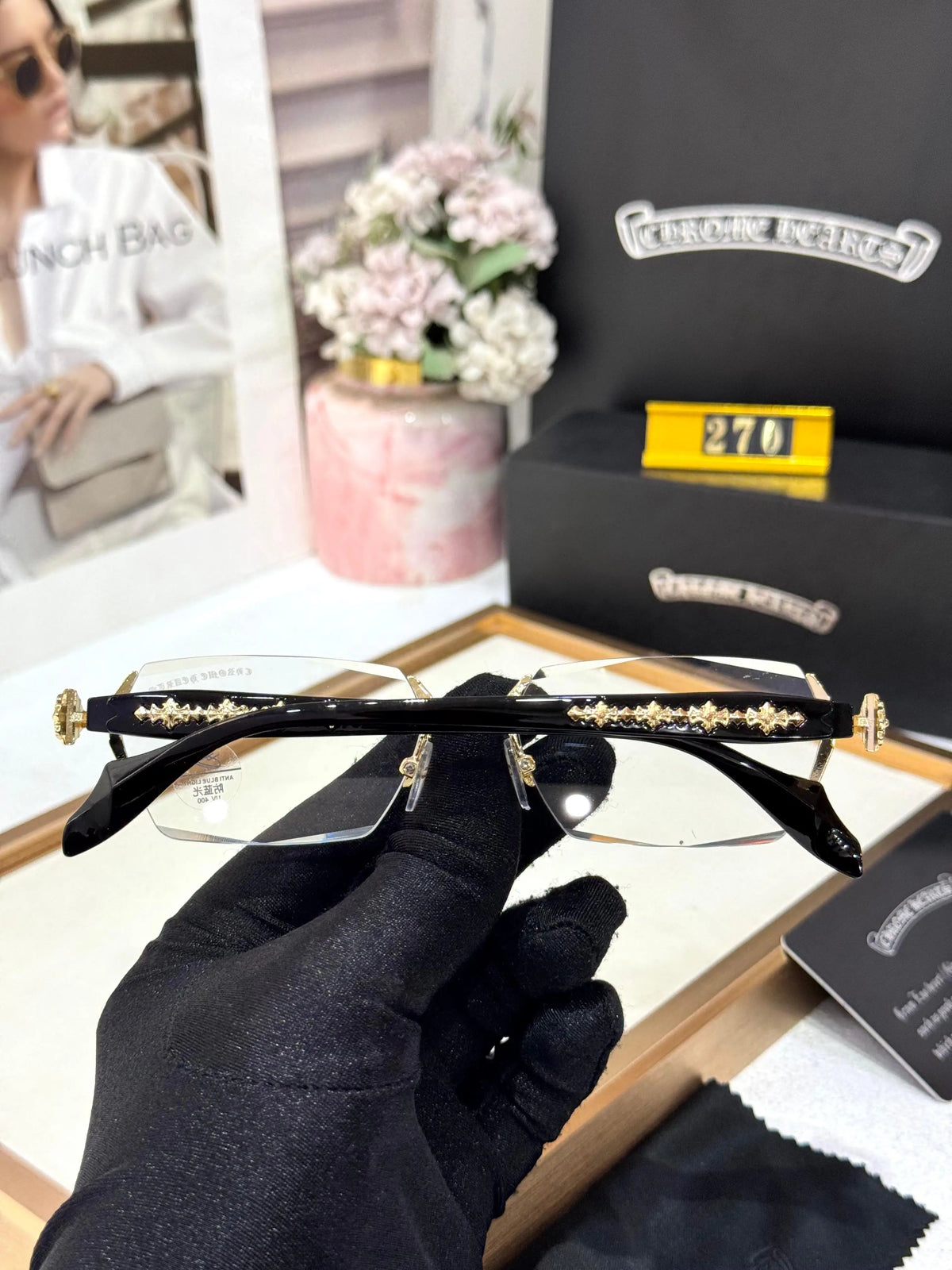 CHROME HEART DESIGNER GOLD BLACK PLANO SHOWROOM MODEL 503