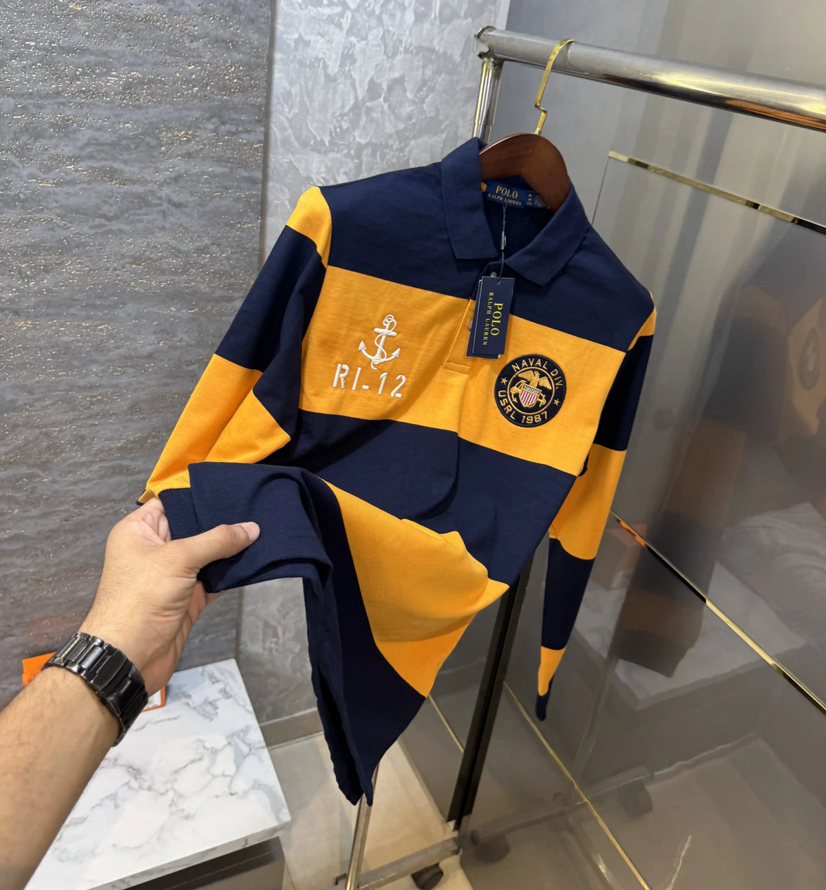 Ralph Lauren Yellow Logo Work Premium Full Sleeve Polo T-Shirt