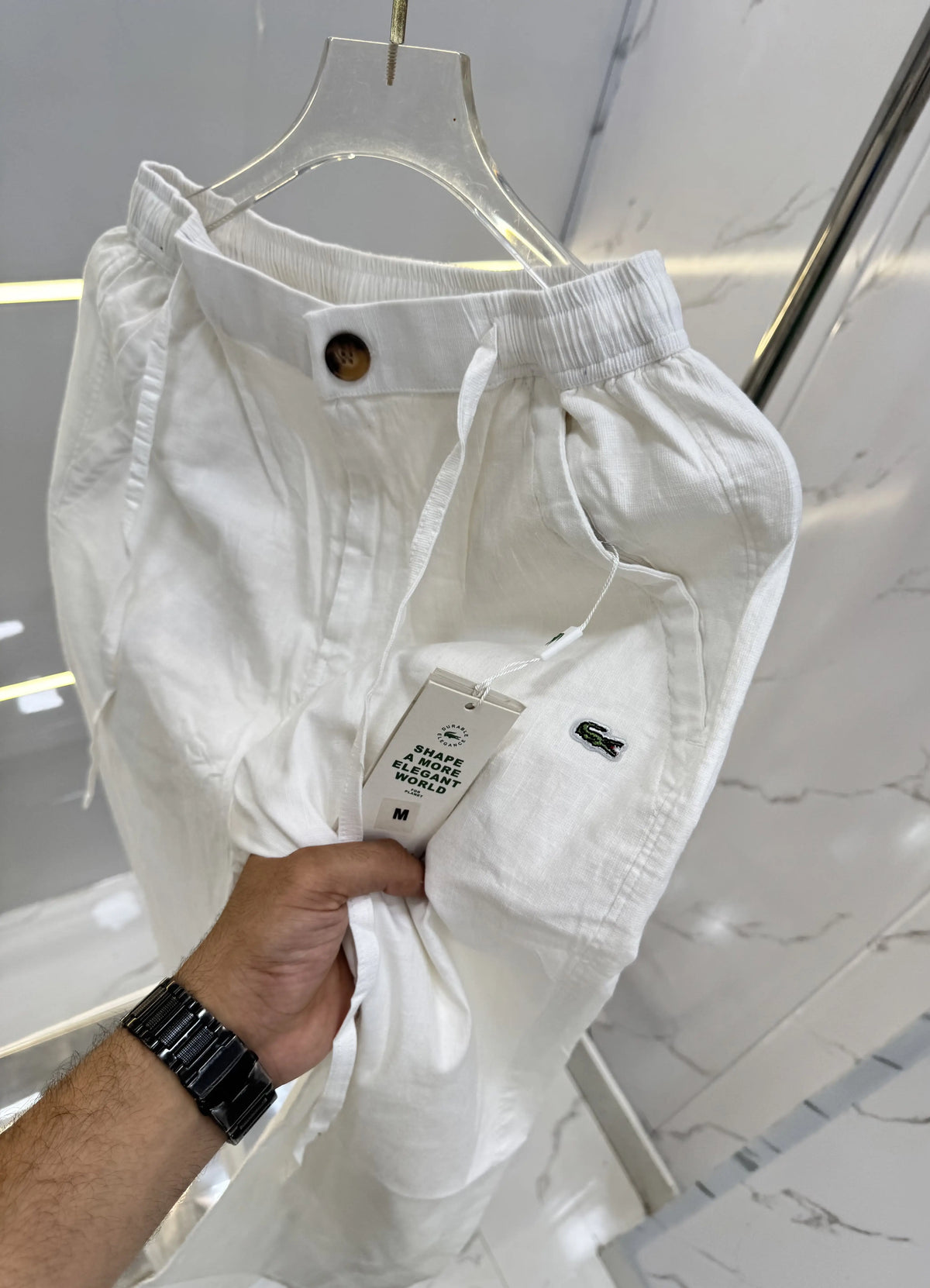 Lacost e White Premium Linen Trouser