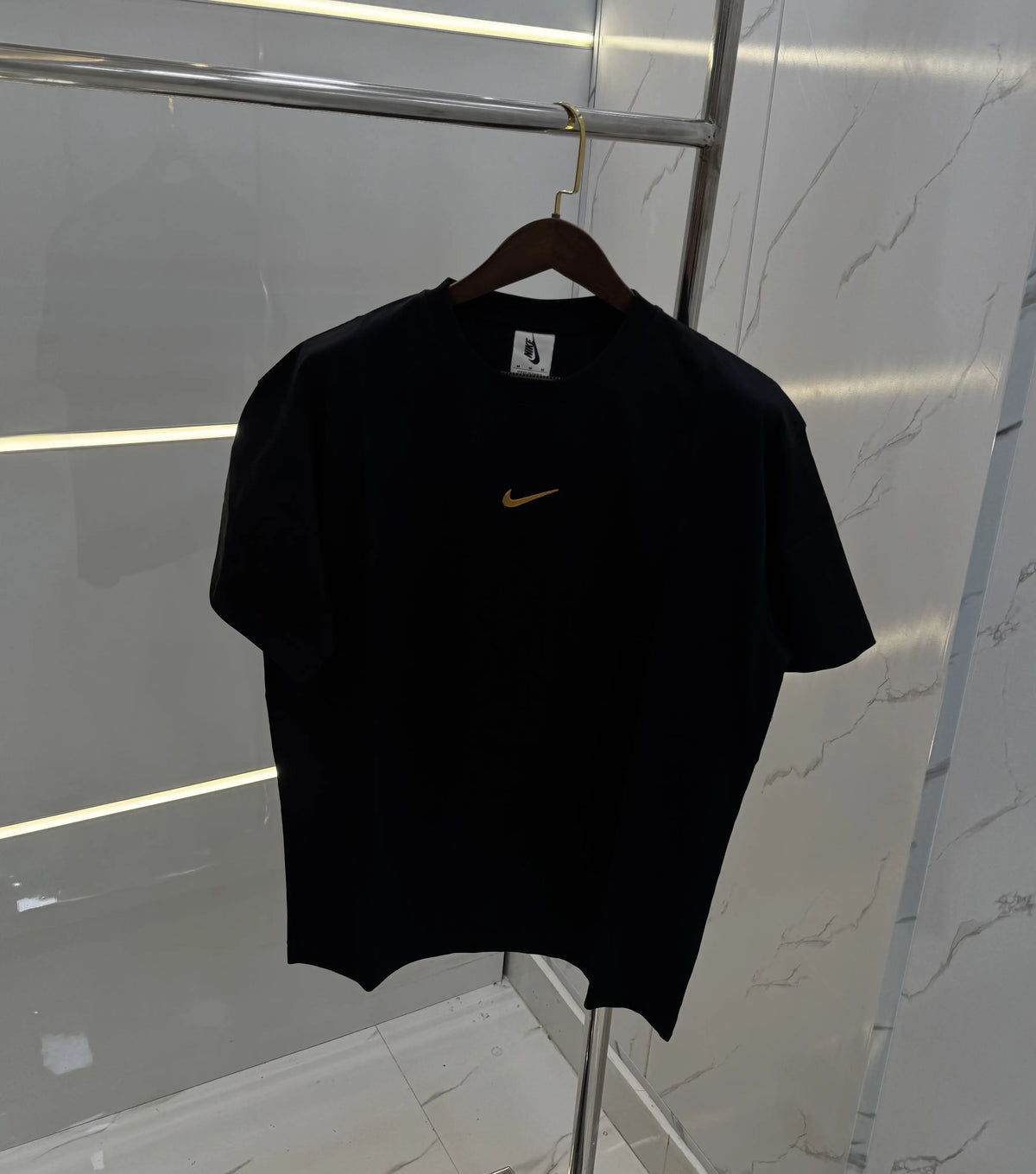 Nik e Black Logo Work Imported Oversized T-shirt