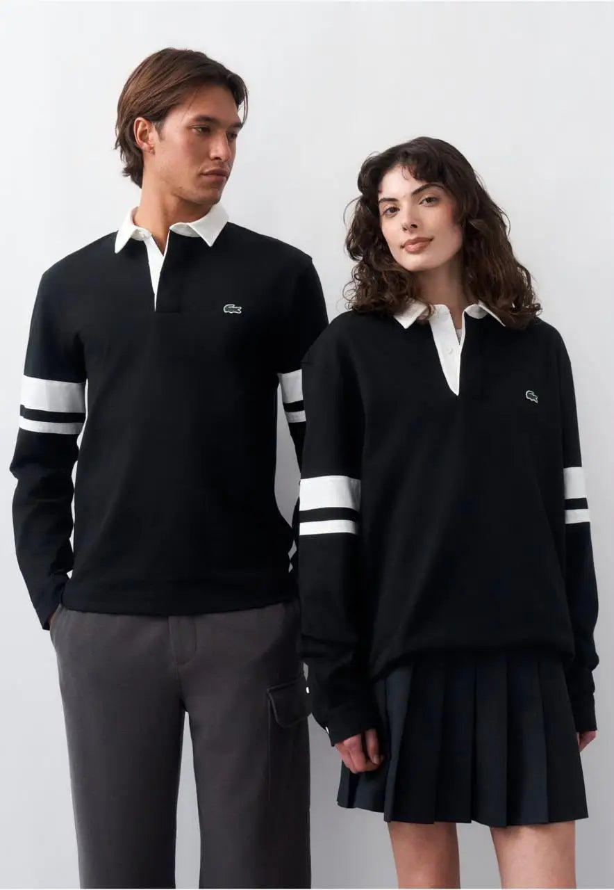 Lacost e Black Logo Work Premium Full Sleeve Polo T-Shirt
