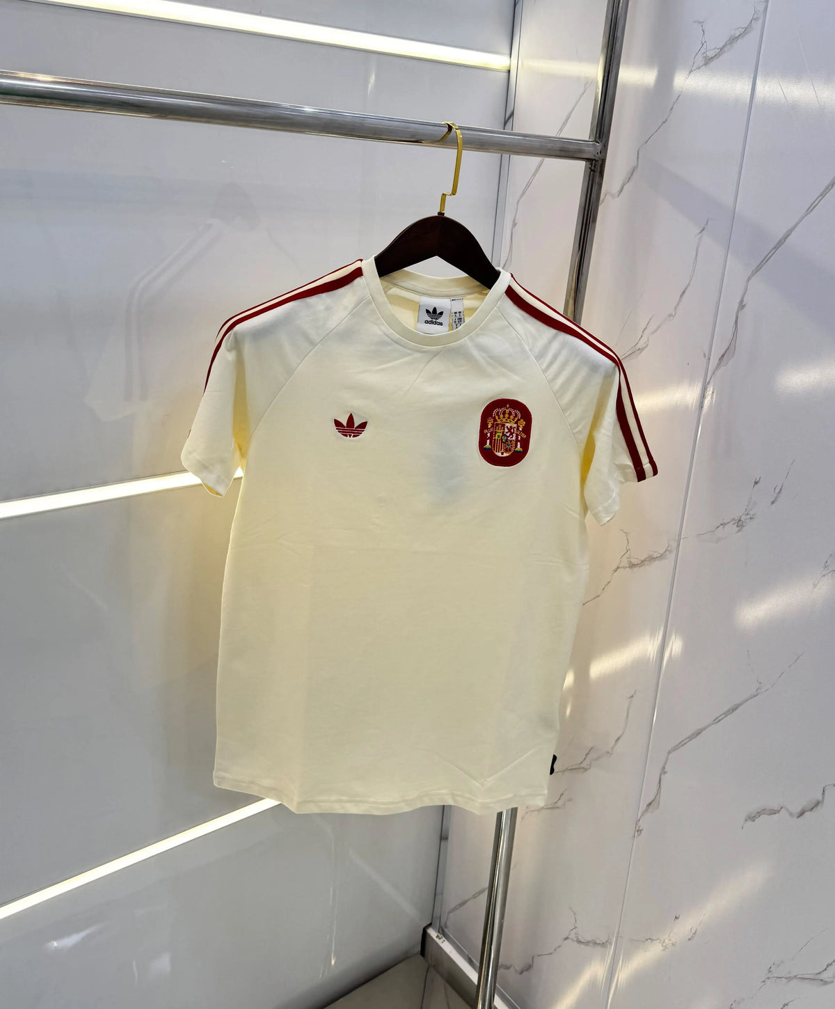 Adidas Cream Logo Print Imported T-Shirt