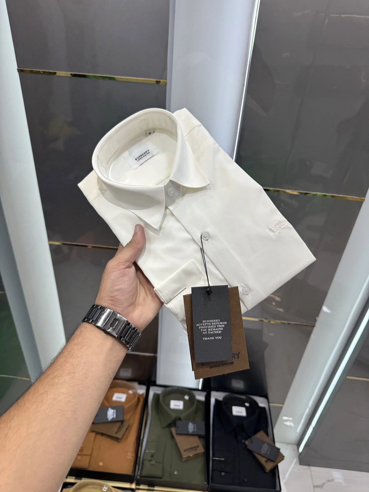 Burberr y White Premium Shirt With Original Box