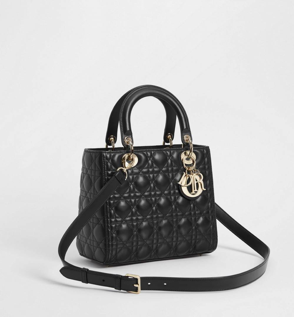 Dio Medium Lady Dio Bag Black 24CM With Carry Bag & Dust Bag.