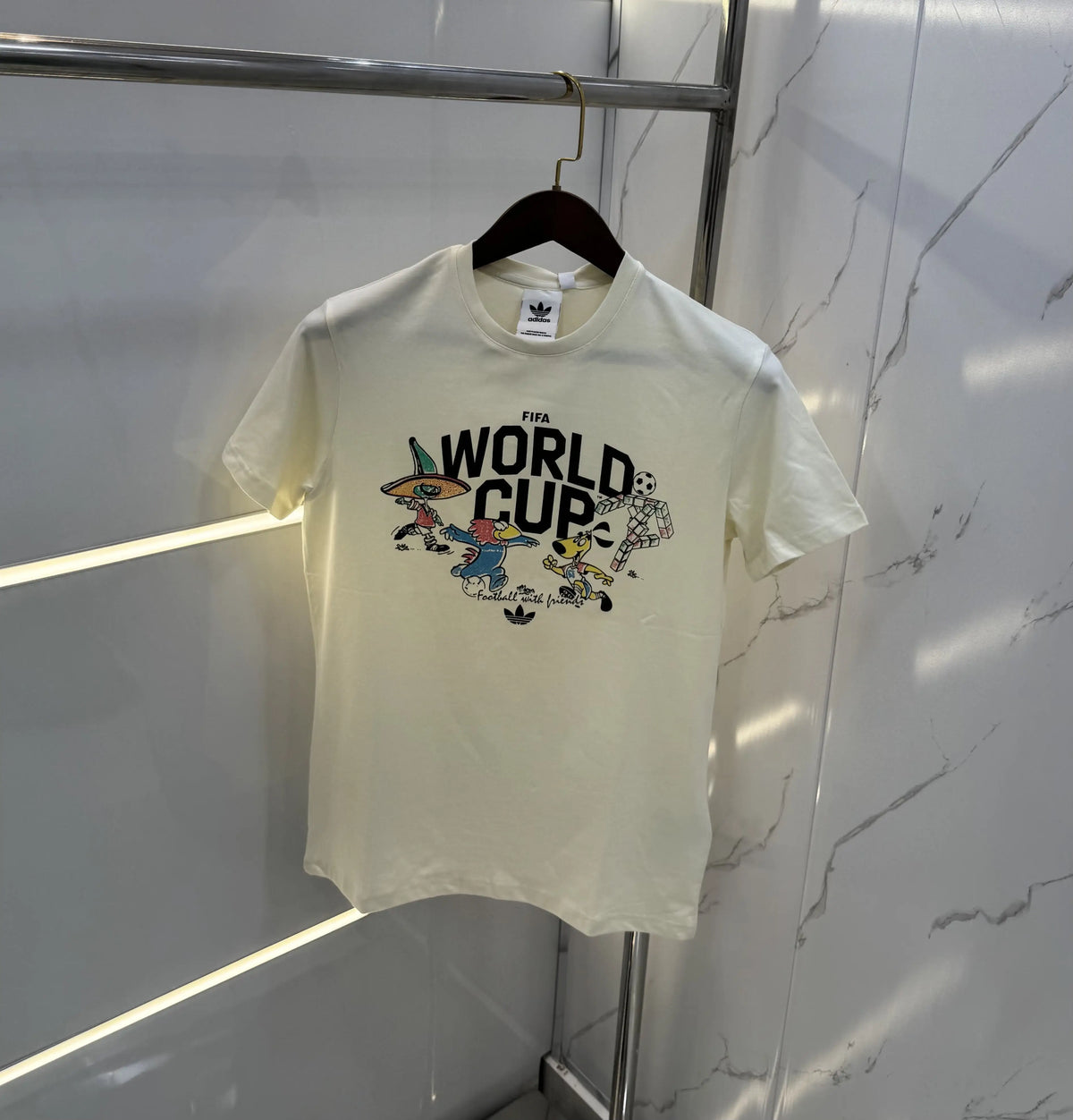 Adida s Cream Logo Print Imported T-Shirt
