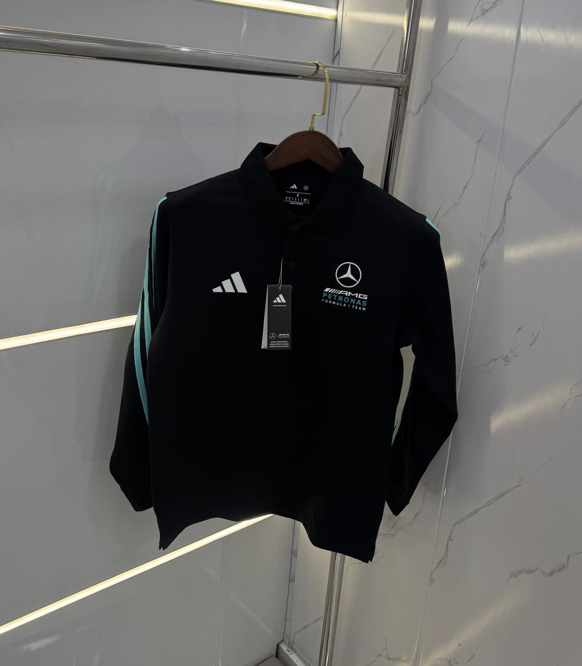 Adida s Black Logo Work Premium Full Sleeves Polo T-Shirt