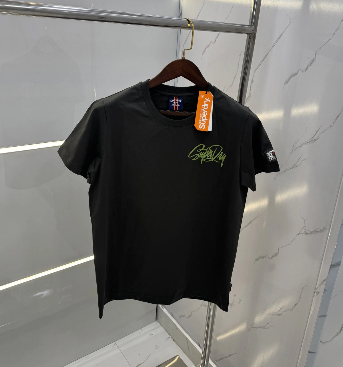 Superdr y Bottle Green Logo Work Premium T-Shirt