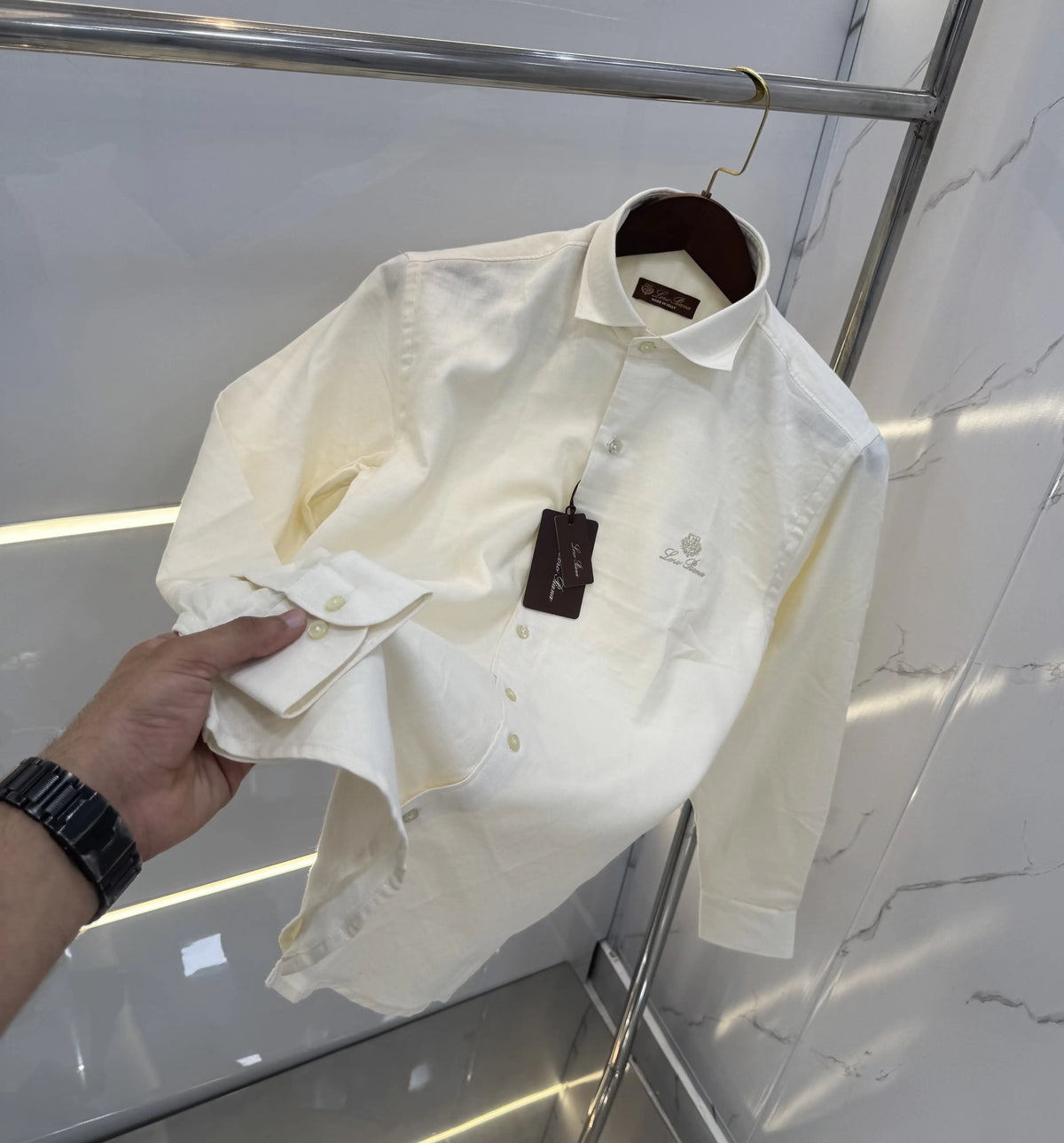 Loro Piana Butter Embroidery Logo Work Premium Shirt