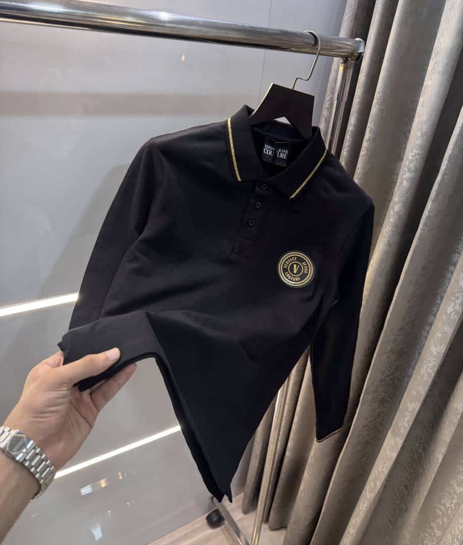 Versace Couture Black Logo Work Imported Polo T-Shirt