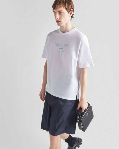 Prad a Milano White Logo Print Imported T-Shirt