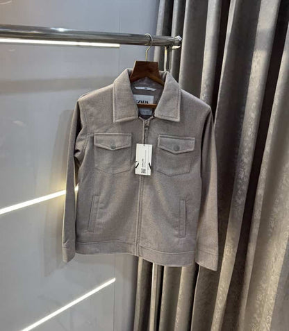 Zar a Light Beige Classic Premium Bomber Jacket