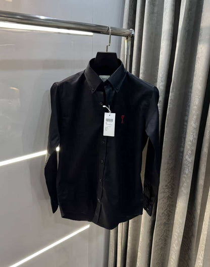 Ami Paris Black Embroidery Logo Premium Shirt