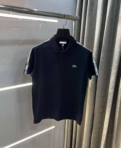Lacost e Navy Blue Shoulder Logo Premium Polo T-Shirt