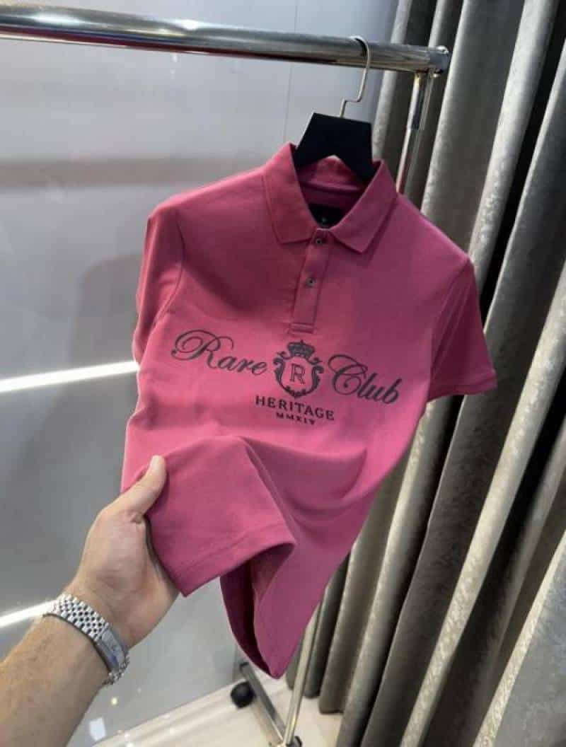 Rare Rabbit Milange Logo Print Premium Polo T-Shirt