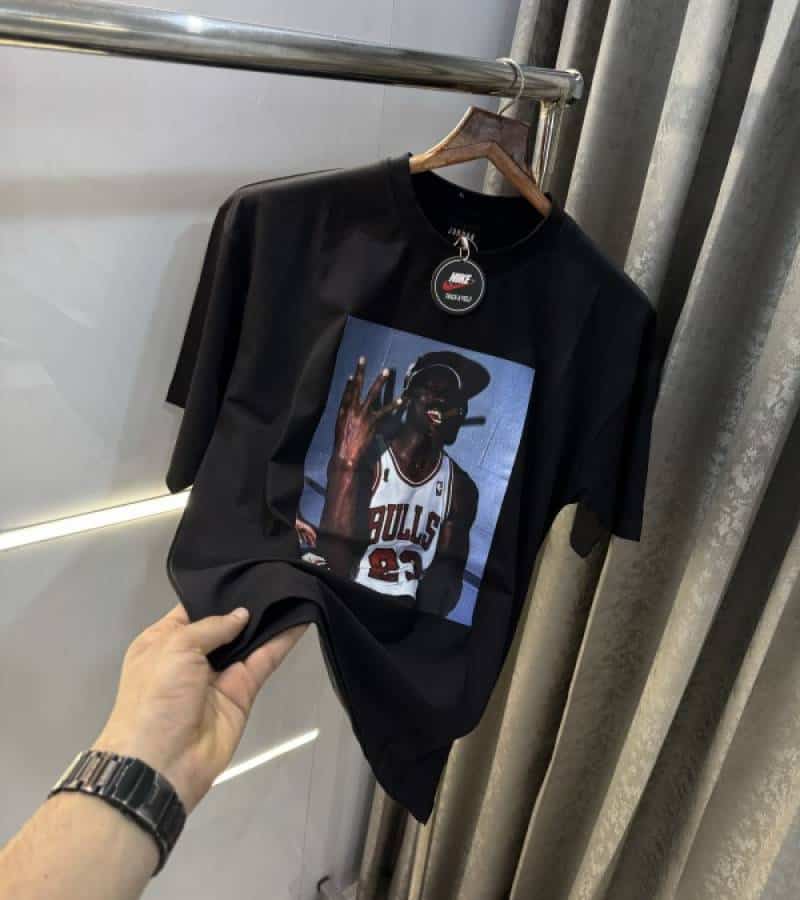 Air Jordan Black Printed Imported Oversized T-Shirt