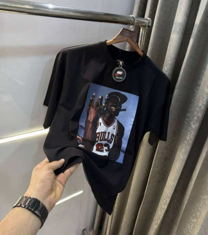 Air Jordan Black Printed Imported Oversized T-Shirt