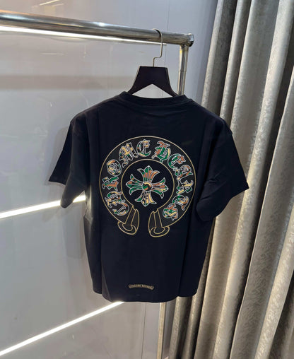 Chrome  Hearts Black Printed Imported Oversized T-Shirt