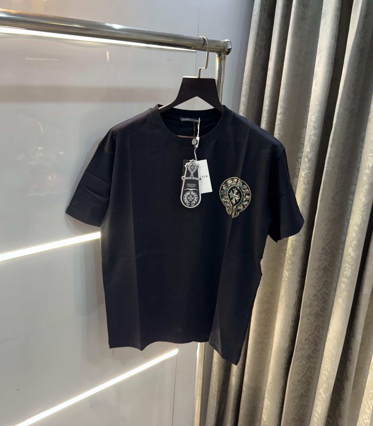 Chrome  Hearts Black Printed Imported Oversized T-Shirt