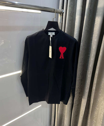 Ami  Paris Black Premium Classic Full Sleeves Polo T-Shirt