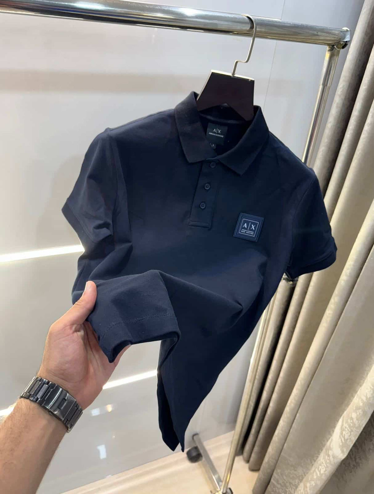 Arman i Exchange Navy Blue Patch Logo Premium Polo T-Shirt