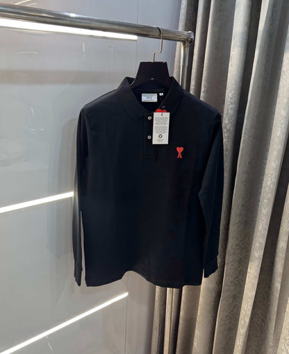 Ami  Paris Black Imported Full Sleeves Polo T-Shirt