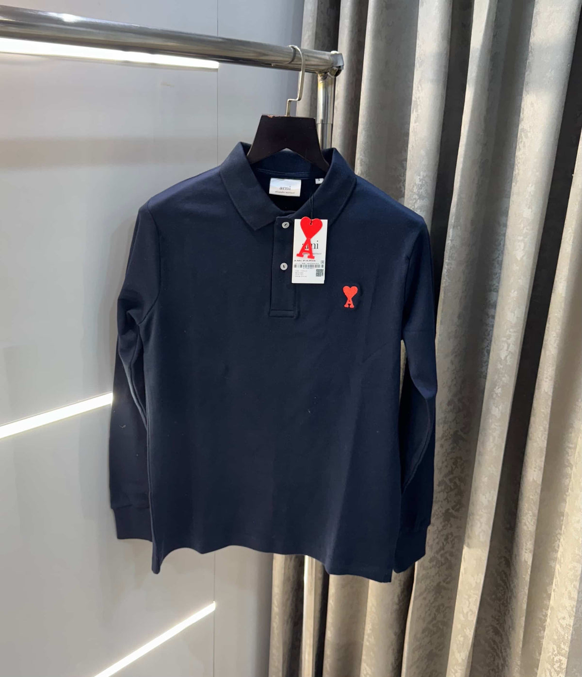 Ami  Paris Navy Blue Imported Full Sleeves Polo T-Shirt