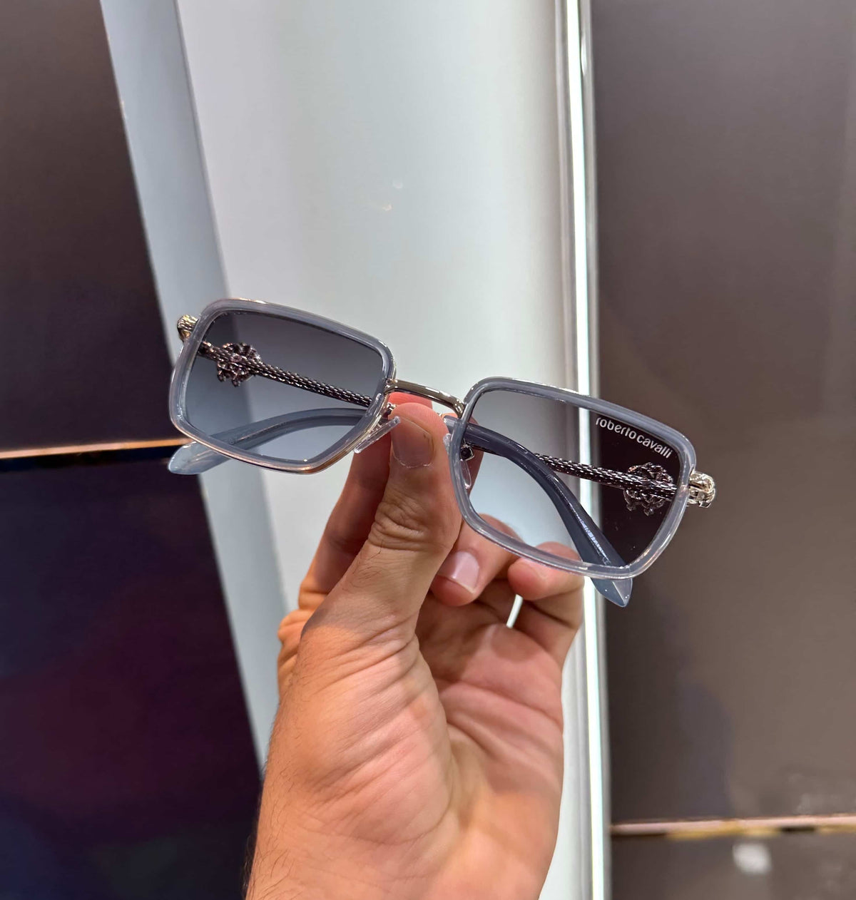 Roberto  Cavalli Silver Blue Metal Premium Shades 587