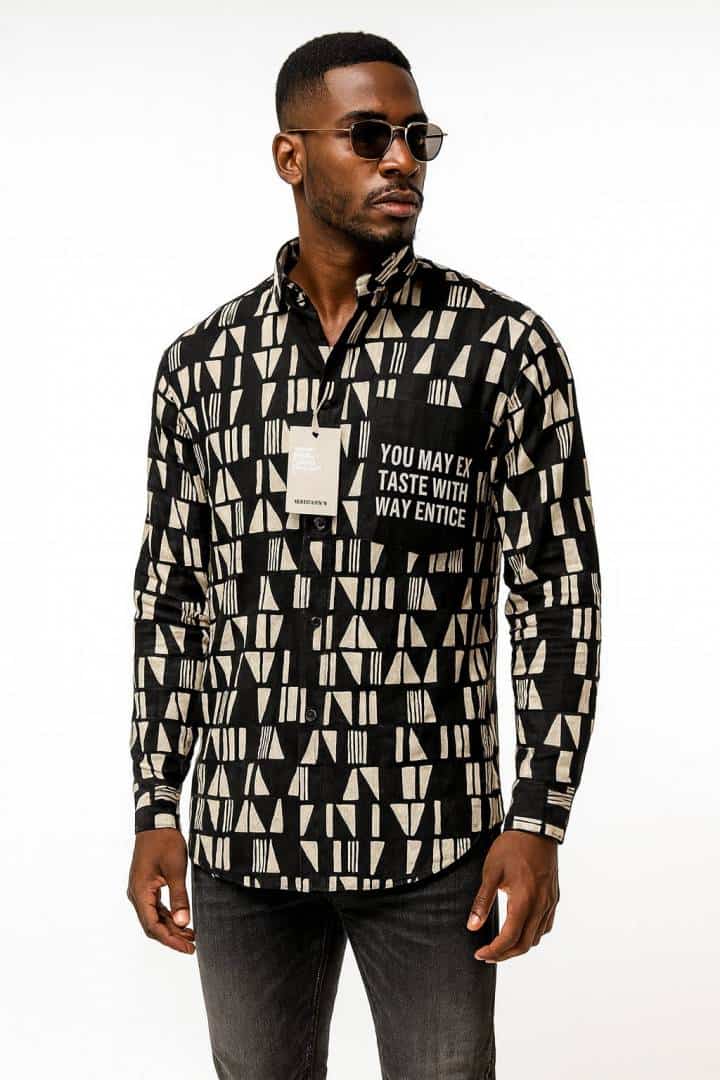 PREMIUM BLACK PULL & BEAR DESIGNER & PARTY WEAR SHIRT