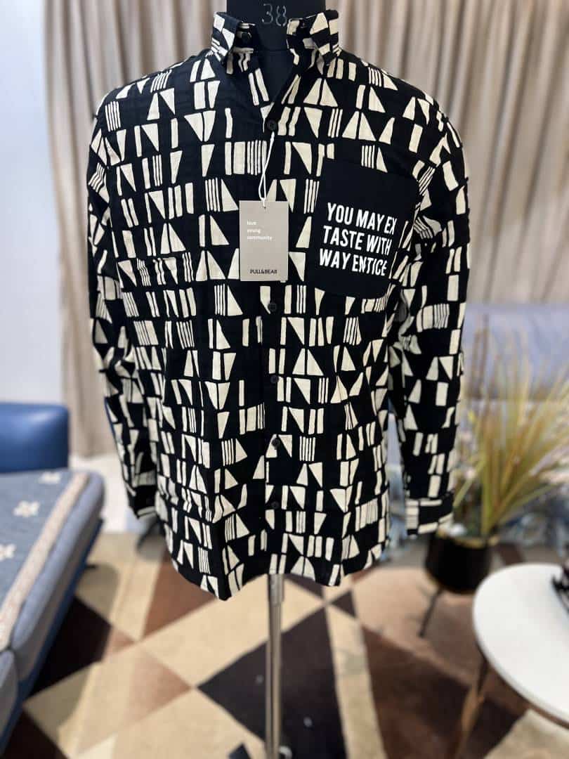 PREMIUM BLACK PULL & BEAR DESIGNER & PARTY WEAR SHIRT