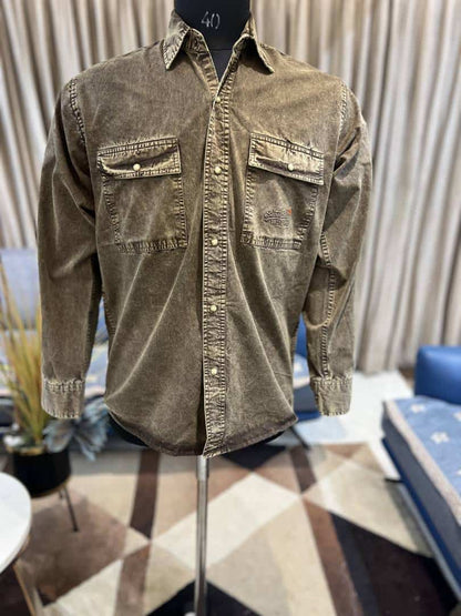 SUPER DRY ACID WASHED BROWN DENIM SHIRTS IN PREMIUM QUALITY