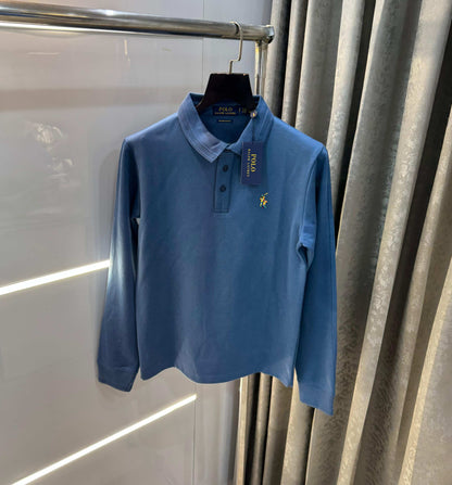 Ralp h lauren Blue  Embroidery Logo Premium Full Sleeve Polo T-Shirt