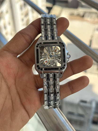 Cartie r Silver Black Diamond Premium Watch